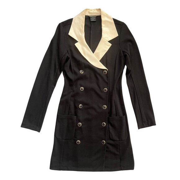 Vintage INC Mini Blazer Dress Black Size 6 Preppy Regency Office Siren Fran Fine - Picture 1 of 8